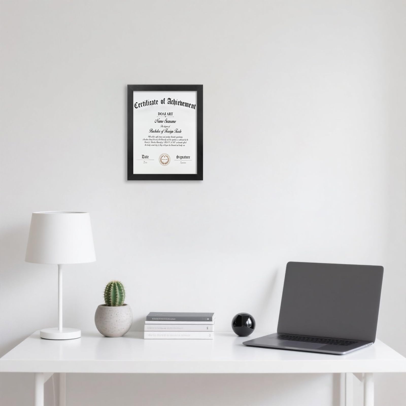 DOAI ART 8.5x11 Certificate Frame, 8.5 by 11 Picture Diploma Document Degree Frame for Wall and Tabletop, Black